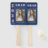 Moderne, vette typografie Blauwe foto afstudeerfee Handwaaier (Voorkant en achterkant)