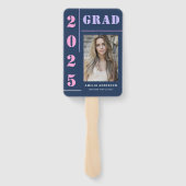 Moderne Vette Typografie Blauwe Foto Graduation Pa Handwaaier (Achterkant)