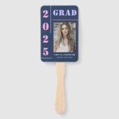 Moderne Vette Typografie Blauwe Foto Graduation Pa Handwaaier (Voorkant)