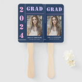 Moderne Vette Typografie Blauwe Foto Graduation Pa Handwaaier (Voorkant en achterkant)