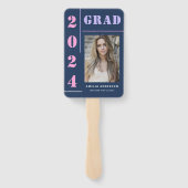 Moderne Vette Typografie Blauwe Foto Graduation Pa Handwaaier (Achterkant)
