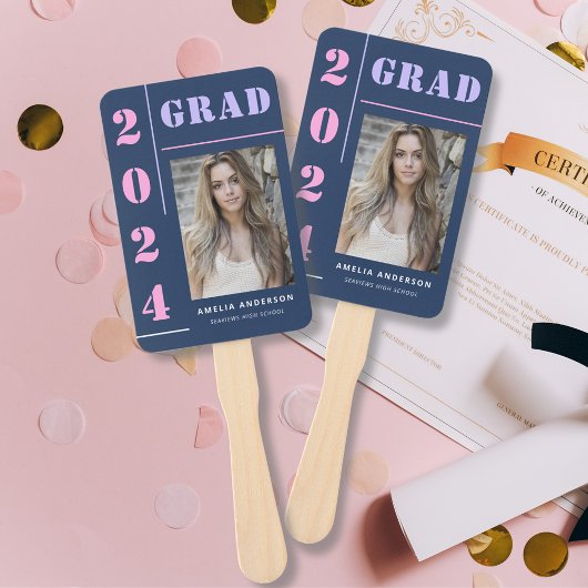 Moderne Vette Typografie Blauwe Foto Graduation Pa Handwaaier