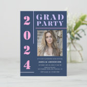 Moderne Vette Typografie Blauwe Foto Graduation Pa Kaart (Staand voorkant)