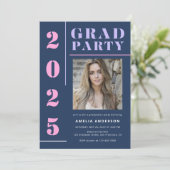 Moderne Vette Typografie Blauwe Foto Graduation Pa Kaart (Staand voorkant)