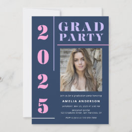 Moderne Vette Typografie Blauwe Foto Graduation Pa Kaart