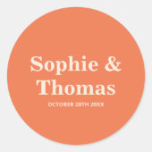 Moderne Vette Typografie Bruiloft Abrikoos Sinaasa Ronde Sticker (Voorkant)