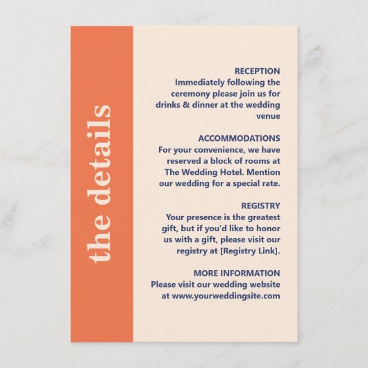 Moderne Vette Typografie Bruiloft Details Informatiekaartje (Voorkant)