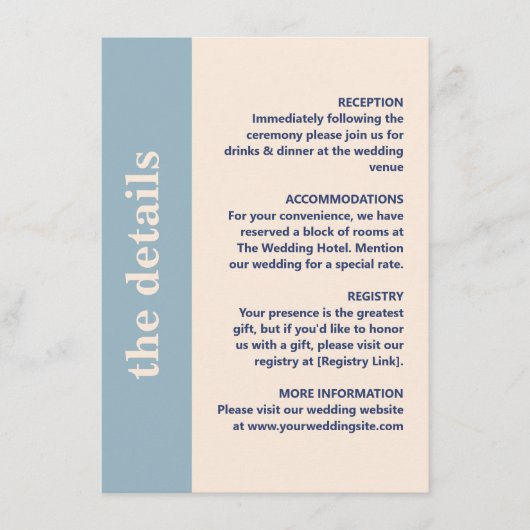 Moderne Vette Typografie Bruiloft Details Informatiekaartje (Voorkant)