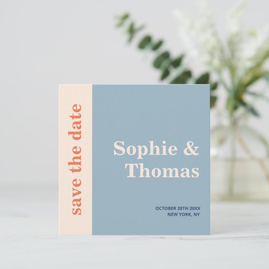 Moderne Vette Typografie Bruiloft Save the Date (Staand voorkant)