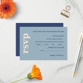 Moderne Vette Typografie Bruiloft Stoffig Blauw Ma RSVP Kaartje