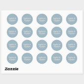 Moderne Vette Typografie Bruiloft Stoffig Blauw Ronde Sticker (Vel)