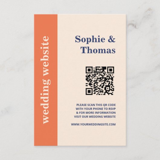 Moderne Vette Typografie Bruiloft Website Abrikoos Informatiekaartje (Voorkant)