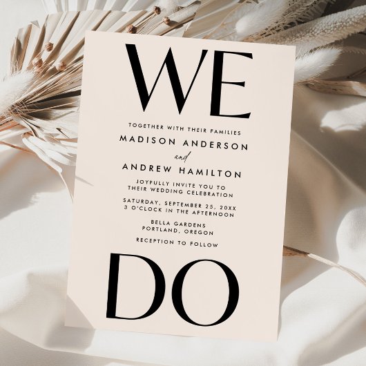 Moderne Vette Typografie Crème We Do Wedding Kaart