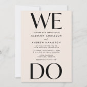 Moderne Vette Typografie Crème Wij Doen Trouwfeest Kaart (Voorkant)