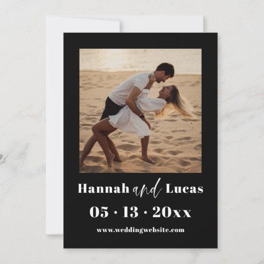 Moderne Vette Typografie Foto Bruiloft Kaart (Achterkant)