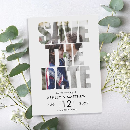 Moderne Vette Typografie Foto Bruiloft Save The Date