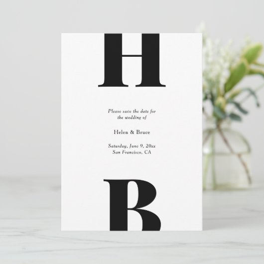 Moderne Vette Typografie Monogram Foto Save The Date (Staand voorkant)