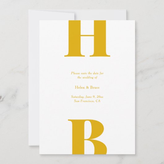 Moderne Vette Typografie Monogram Mosterd Geel Save The Date (Voorkant)