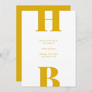 Moderne Vette Typografie Monogram Mosterd Geel Save The Date