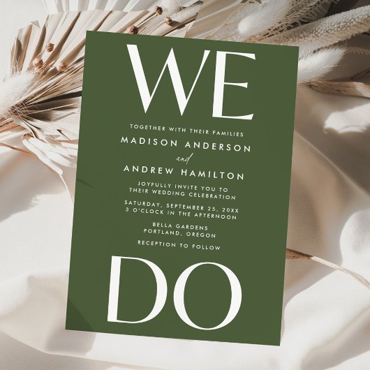 Moderne Vette Typografie Olive Green We Do Wedding Kaart