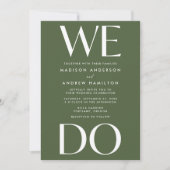 Moderne Vette Typografie Olive Green We Do Wedding Kaart (Voorkant)