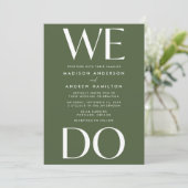 Moderne Vette Typografie Olive Green We Do Wedding Kaart (Staand voorkant)