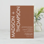 Moderne Vette Typografie Rust Terracotta Bruiloft Kaart (Staand voorkant)