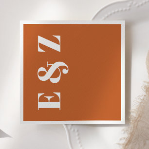 Moderne Vette Typografie Verbrande Oranje Bruiloft Servet