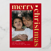 Moderne Vette Typografie Vrolijk Kerstfeest Folie Feestdagenkaart (Voorkant)