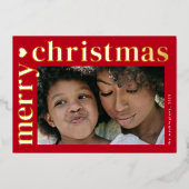 Moderne Vette Typografie Vrolijk Kerstfeest Folie Feestdagenkaart (Voorkant)