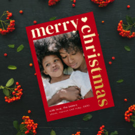 Moderne Vette Typografie Vrolijk Kerstfeest Folie Feestdagenkaart