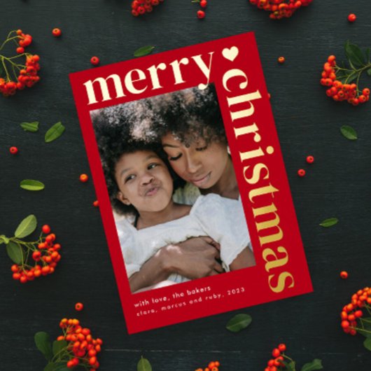 Moderne Vette Typografie Vrolijk Kerstfeest Folie Feestdagenkaart