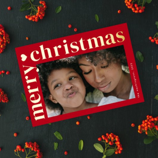 Moderne Vette Typografie Vrolijk Kerstfeest Folie Feestdagenkaart