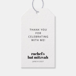 Moderne Vette Typografie Zwart-wit Bat Mitzvah Cadeaulabel