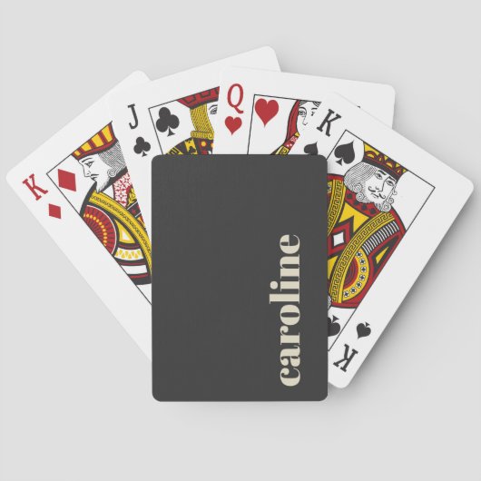 Moderne Vette Typografie Zwarte Monogram Naam Pokerkaarten (Achterkant)