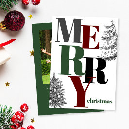 Moderne Vette Vrolijke Kerstmisfoto Feestdagenkaart