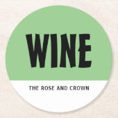 Moderne vette wijn, wijnstang/wijnmoer ronde kartonnen onderzetter (Voorkant)