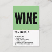 Moderne vette wijn, wijnstang/wijnmoer visitekaartje (Voorkant)