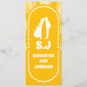 Moderne Vette Zonneschijn Gele Golvende Boog Bruil Menu (Achterkant)