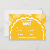 Moderne Vette Zonneschijn Gele Golvende Boog Bruil RSVP Kaartje (Voorkant)