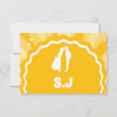 Moderne Vette Zonneschijn Gele Golvende Boog Bruil RSVP Kaartje (Achterkant)