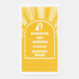 Moderne Vette Zonneschijn Gele Golvende Boog Bruil Servet