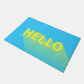 Moderne vibrant Blue en Yellow Hallo Typografie Deurmat (Schuin)