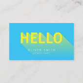 Moderne vibrant Blue en Yellow Hallo Typografie Visitekaartje (Voorkant)
