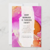 Moderne Vibrant Roze en Oranje verjaardag Kaart (Voorkant)