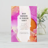 Moderne Vibrant Roze en Oranje verjaardag Kaart (Staand voorkant)