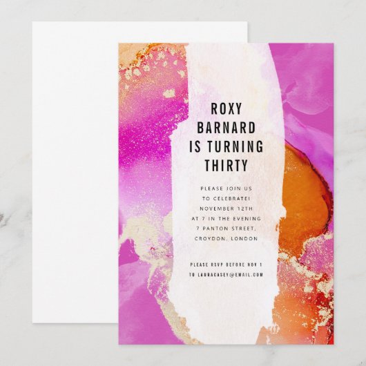 Moderne Vibrant Roze en Oranje verjaardag Kaart (Voorkant / Achterkant)