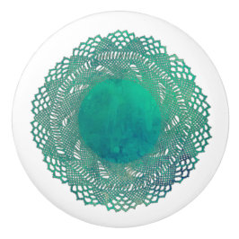 Moderne Victoriaans Blauwgroen haakkant Doily Keramische Knop