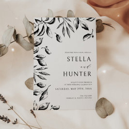 Moderne Victoriaans bruiloft in zwart-wit Kaart