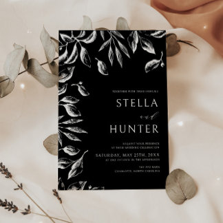 Moderne Victoriaans bruiloft in zwart-wit Kaart